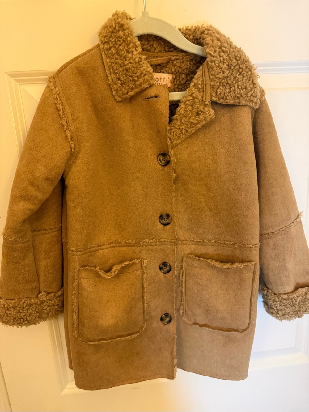Biscotti Kids Tan Faux Shearling Pea Coat